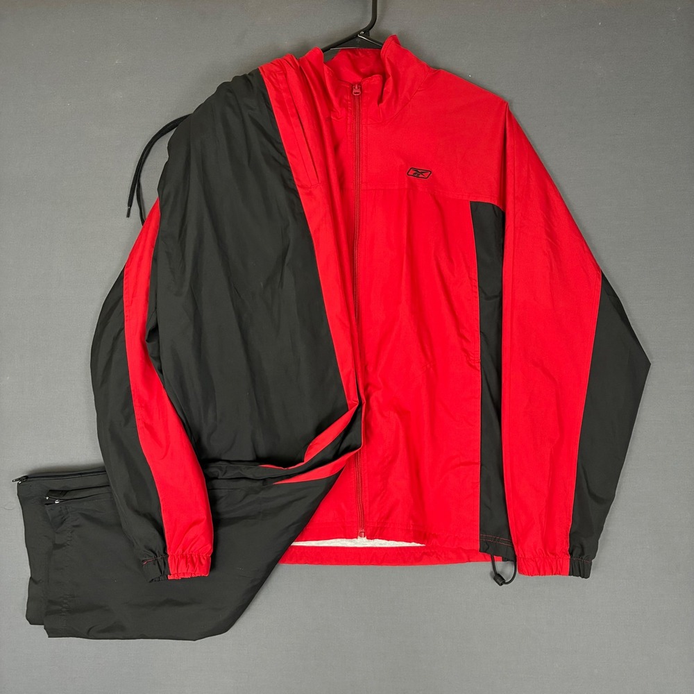 Vintage Reebok Red & Black Full Track Suit Men's Size Small Jacket Pants